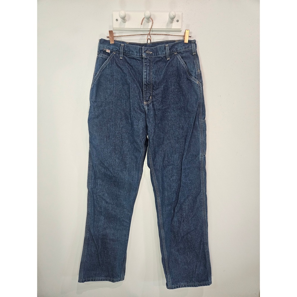 Carhartt FR Mens 34x34 Flame Resistant Carpenter Jeans Blue CAT 2 FRB13-DNM